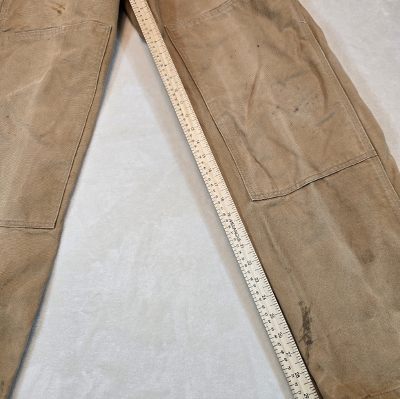 Vintage Carhartt Tan Double Knee Bib Work Overalls - Picture 8 of 10